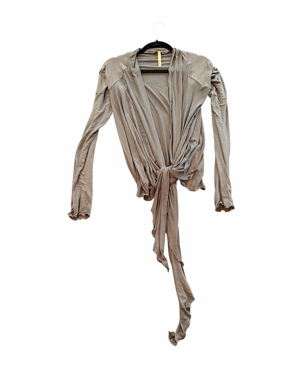 Elan Blue-Gray Lightweight Open Front Bottom Tie Cardigan